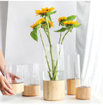 vase verre et bois