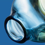 Blown glass vase<br> Amber blue