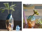 vase en verre bleu